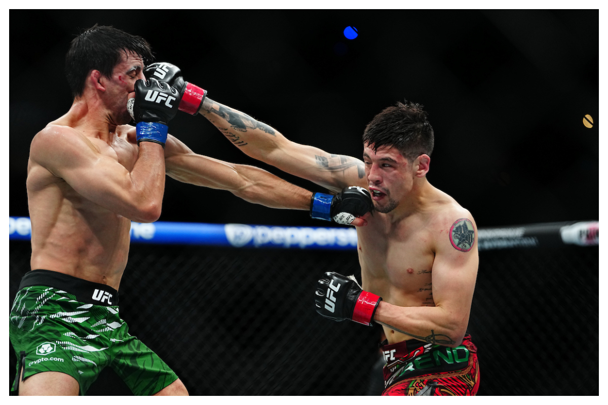 Brandon Moreno em ação contra Steve Ecerg no UFC México