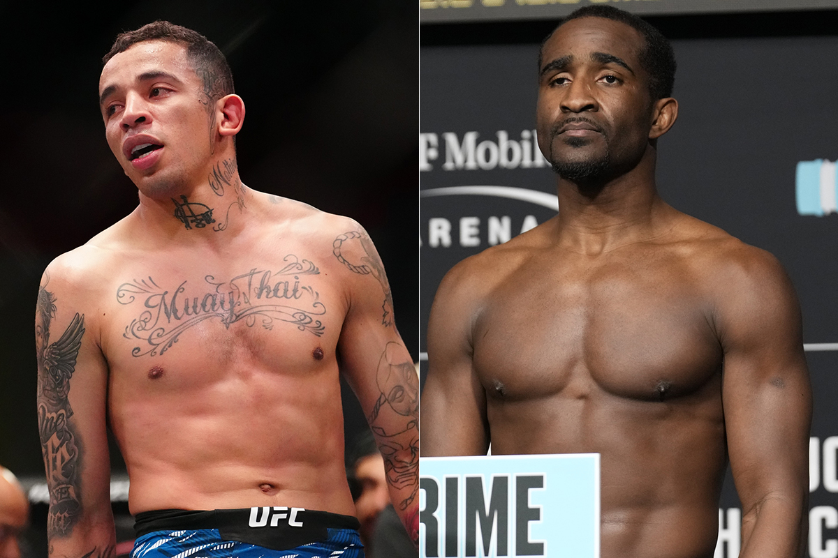 Montagem da foto mostra Carlos Prates e Geoff Neal lado a lado