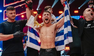 Agustin Paez vibra após vencer a luta principal do Future MMA 14