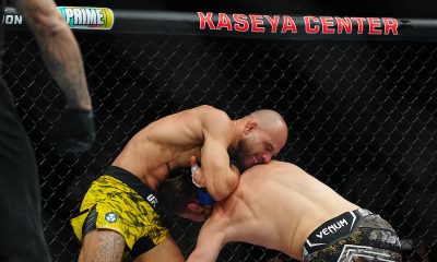 Jean Silva laça o pescoço de Bryce Mitchell no UFC 314