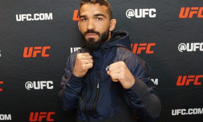 De punhos cerrados, Patrício 'Pitbull' posa para foto durante o media day do UFC 314