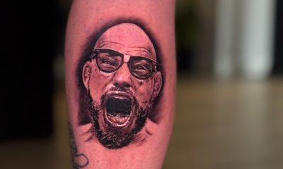 O digital influencer eternizou o rosto do lutador brasileiro em sua perna