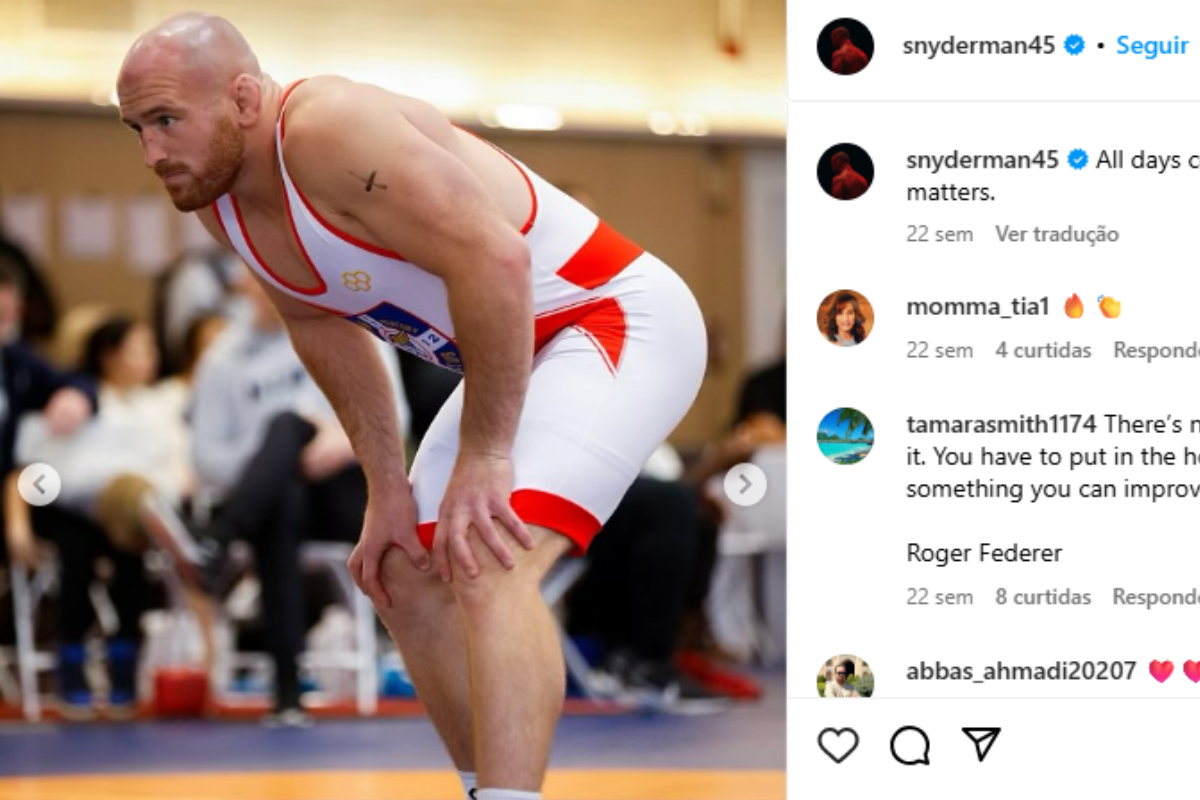 Kyle Snyder em ação nos tatames do wrestling