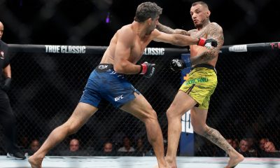 Renato Moicano e Beneil Dariush trocando socos durante o UFC 317