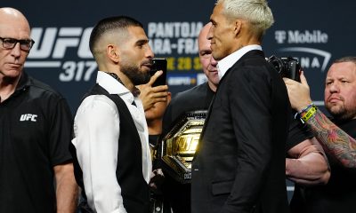 Topuria e Charles ficam frente a frente na coletiva do UFC 317