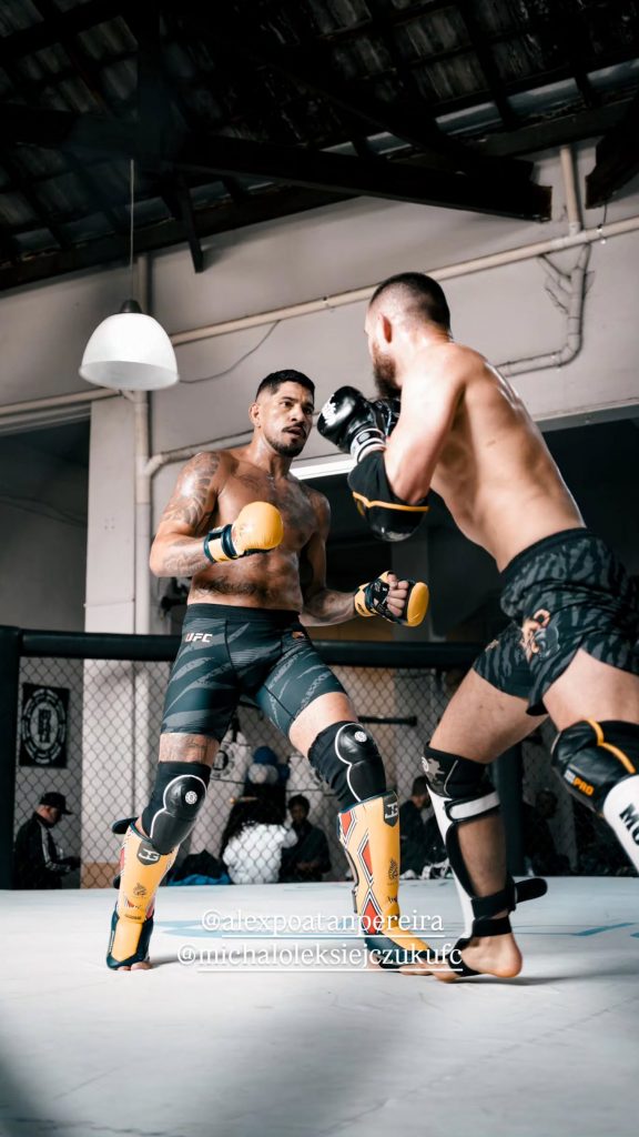 Poatan e Michal Oleksiejczuk durante sessão de treino na Fighting Nerds