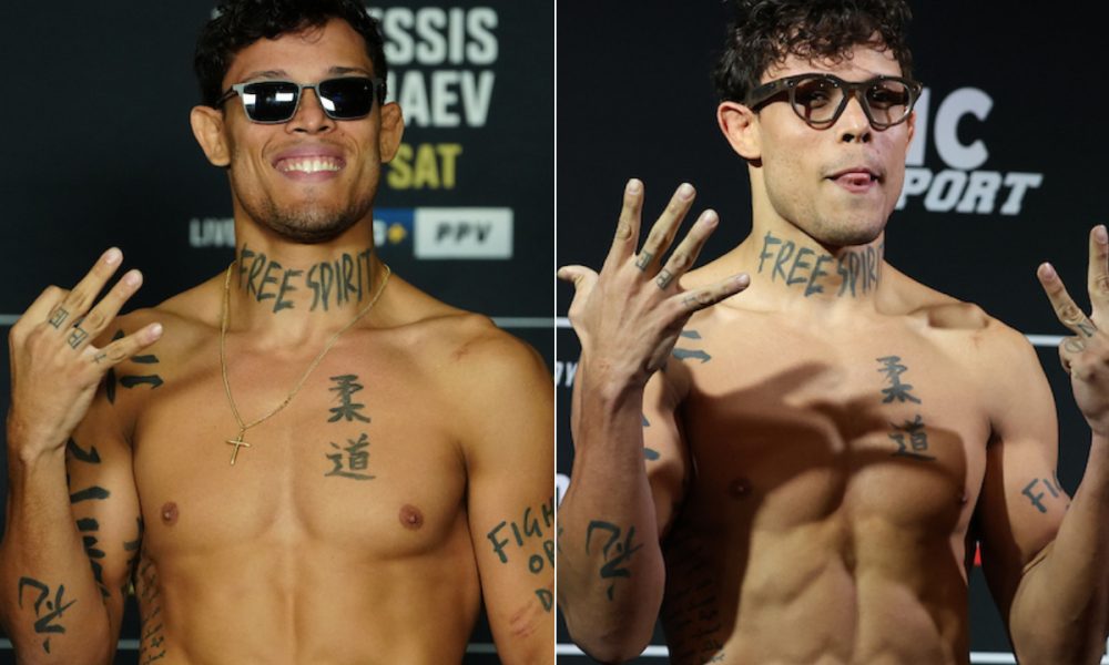 Caio Borralho nas pesagens do UFC 319, em agosto, e do UFC Paris, em setembro