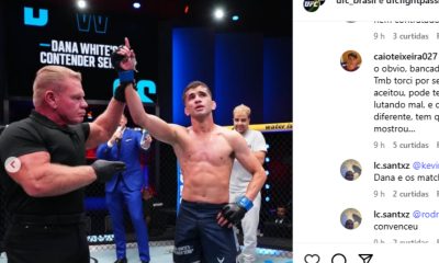 Eduardo Chapolin tem o braço erguido no 'Contender Series'