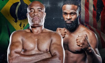 Anderson Silva e Tyron Woodley em arte de divulgação