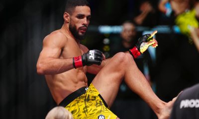 Gabriel Marretinha comemora a vitória no UFC Vegas 111