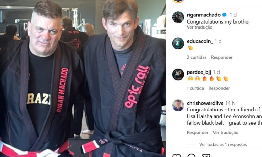 Ator faixa-preta! Ashton Kutcher ensina jiu-jitsu a apresentador de talk show; veja