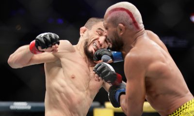 Umar Nurmagomedov e Deivison Figueiredo trocando socos durante o UFC 324