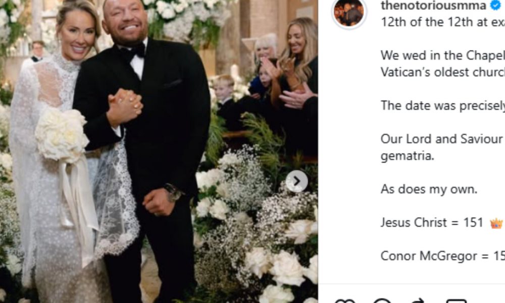 Conor McGregor revela ter casado em igreja tradicional do Vaticano