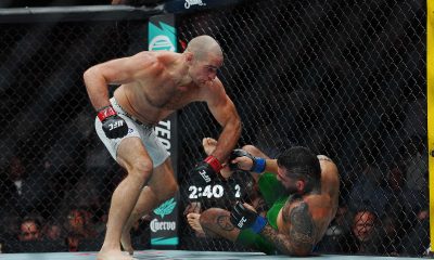 Sean Strickland nocauteando Anthony Hernandez no UFC Houston