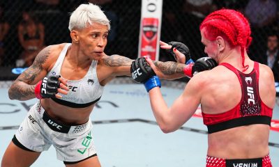 Amanda Lemos e Gillian Robertson durante duelo no UFC Vegas 114