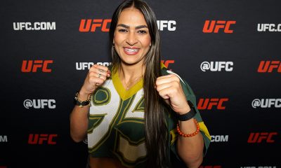 Bia Mesquita posando para foto no Media Day do UFC Vegas 114