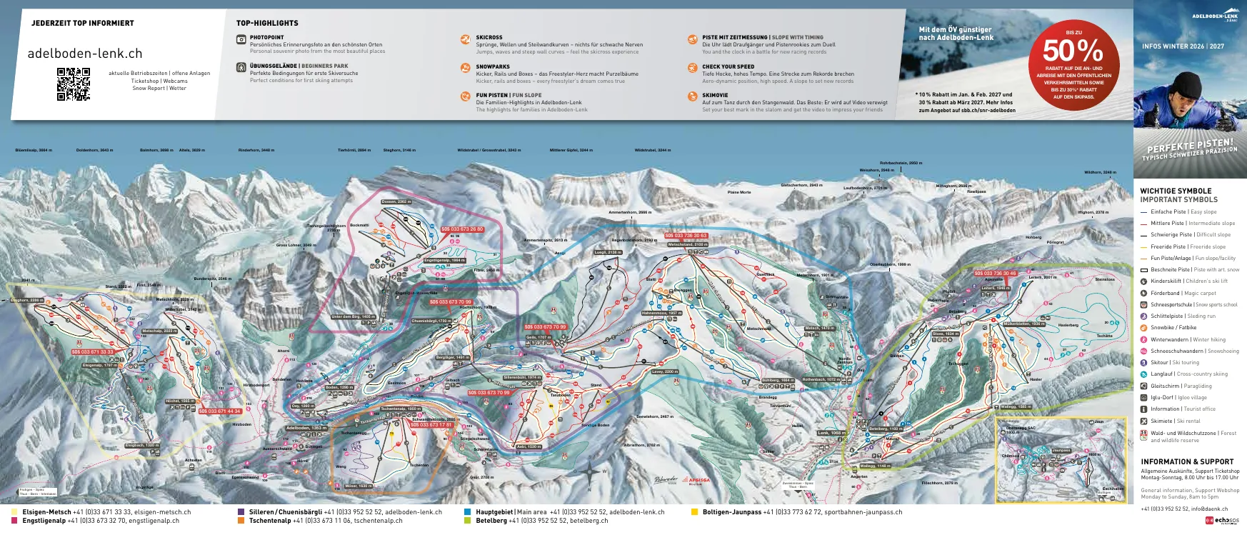 Pistenplan Adelboden – Lenk 2026/27 – Übersichtskarte mit Pisten, Liften und Bergbahnen