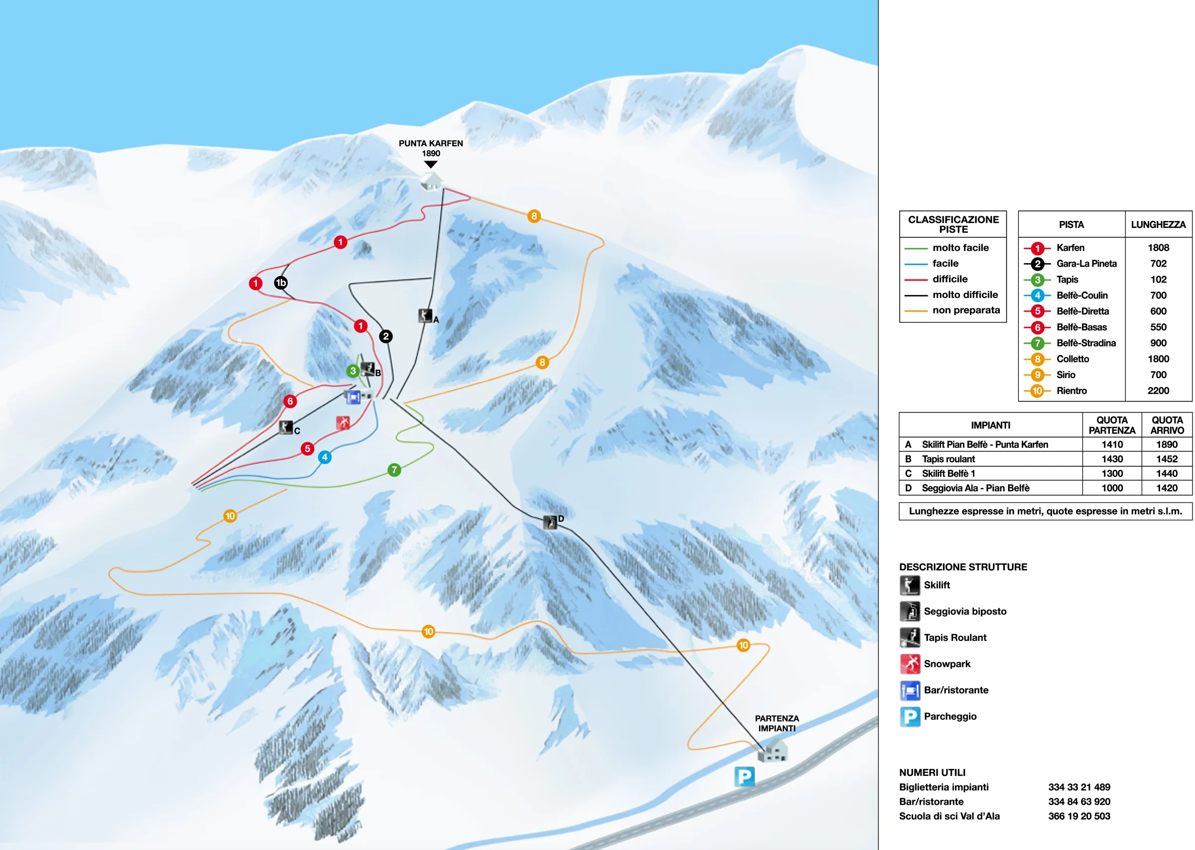 Pistenplan Ala di Stura 2025/26 – Übersichtskarte mit Pisten, Liften und Bergbahnen