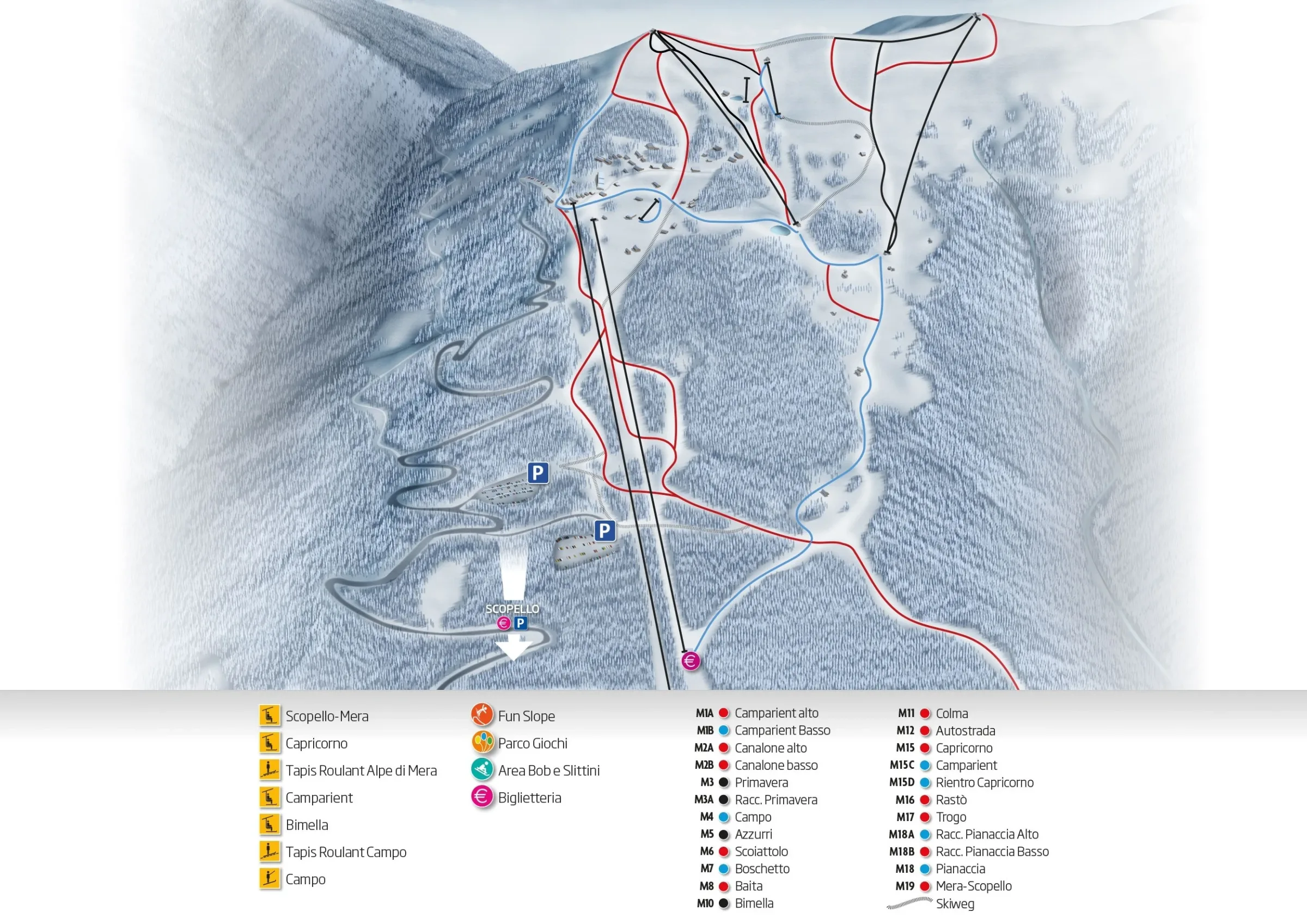 Pistenplan Alpe di Mera 2025/26 – Übersichtskarte mit Pisten, Liften und Bergbahnen