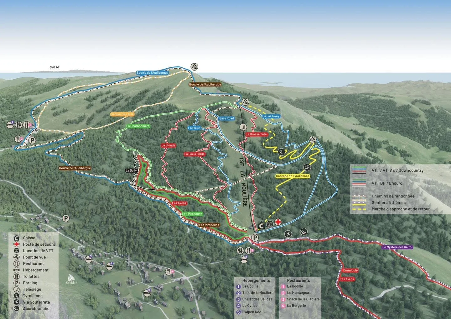 Pistenplan L'Audibergue 2025/26 – Übersichtskarte mit Pisten, Liften und Bergbahnen