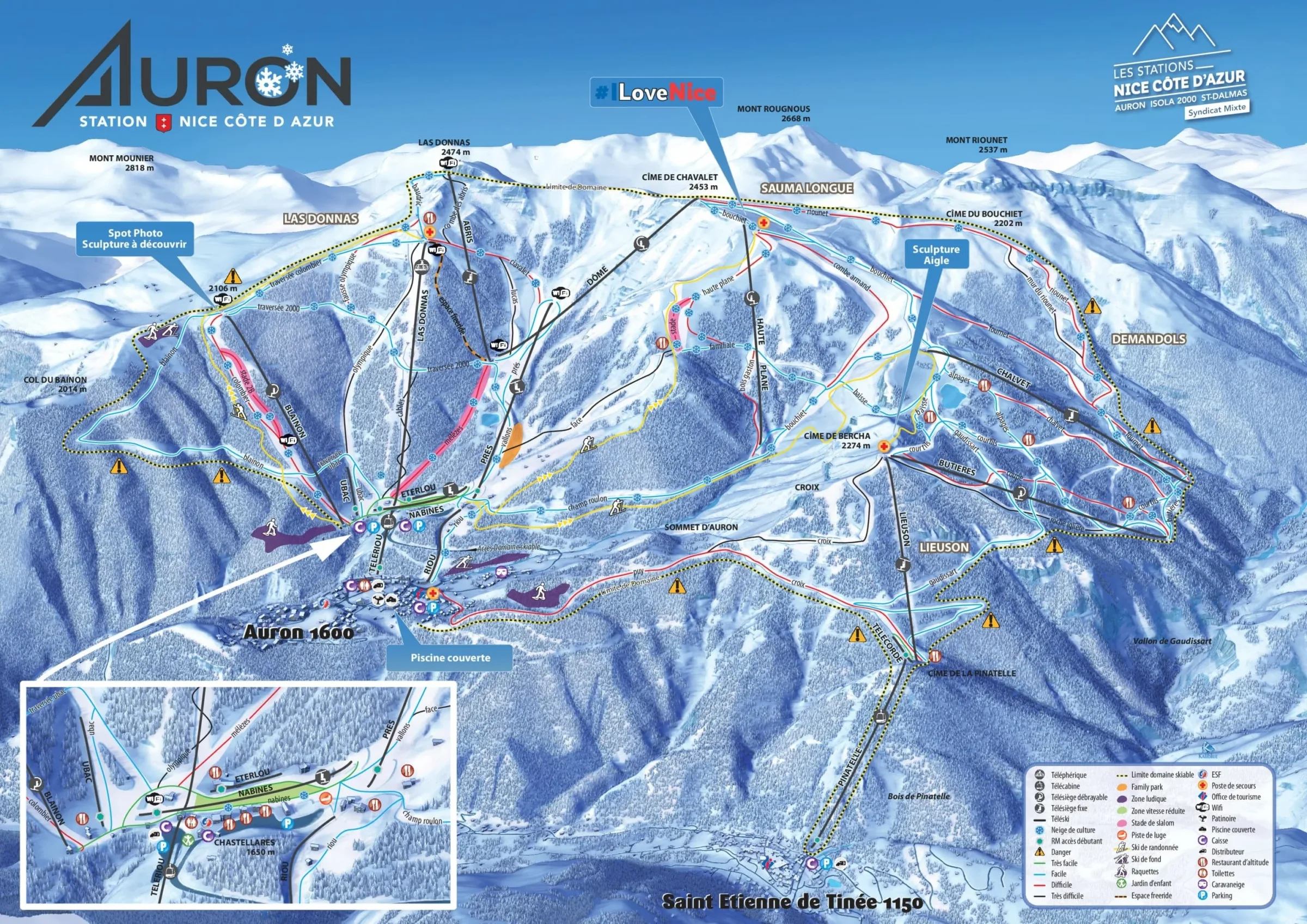 Pistenplan Auron 2025/26 – Übersichtskarte mit Pisten, Liften und Bergbahnen