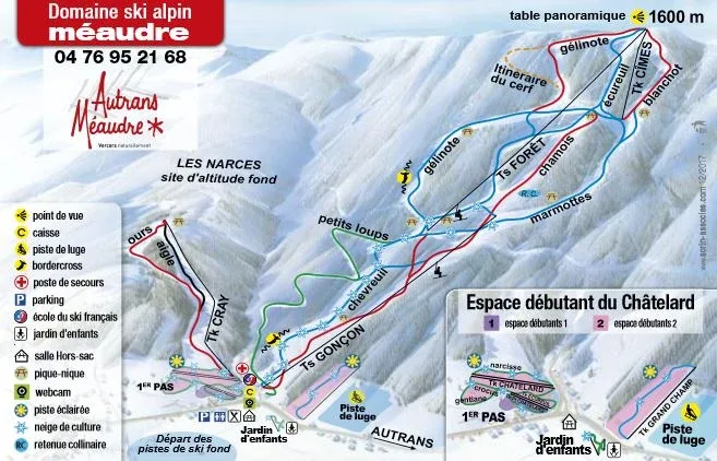 Pistenplan Autrans - Méaudre 2025/26 – Übersichtskarte mit Pisten, Liften und Bergbahnen