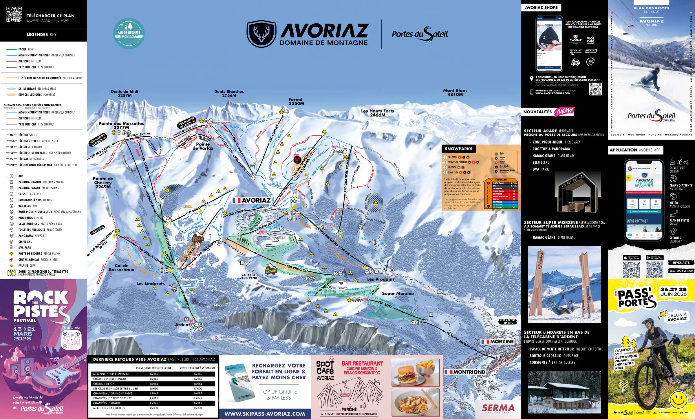 Pistenplan Avoriaz 2025/26 – Übersichtskarte mit Pisten, Liften und Bergbahnen