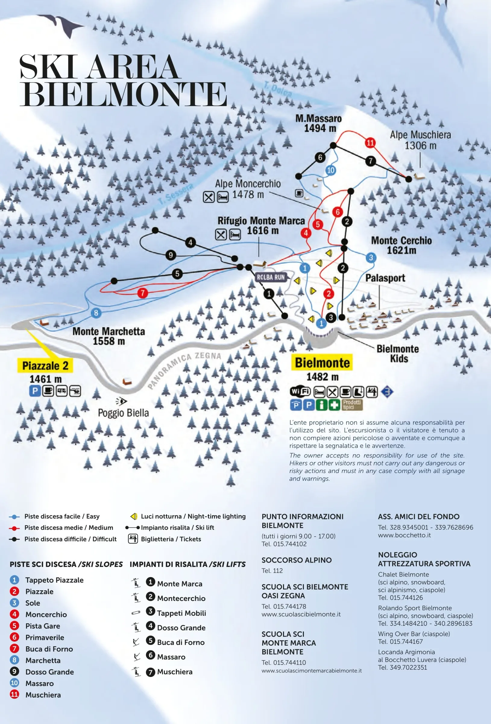 Pistenplan Bielmonte 2025/26 – Übersichtskarte mit Pisten, Liften und Bergbahnen