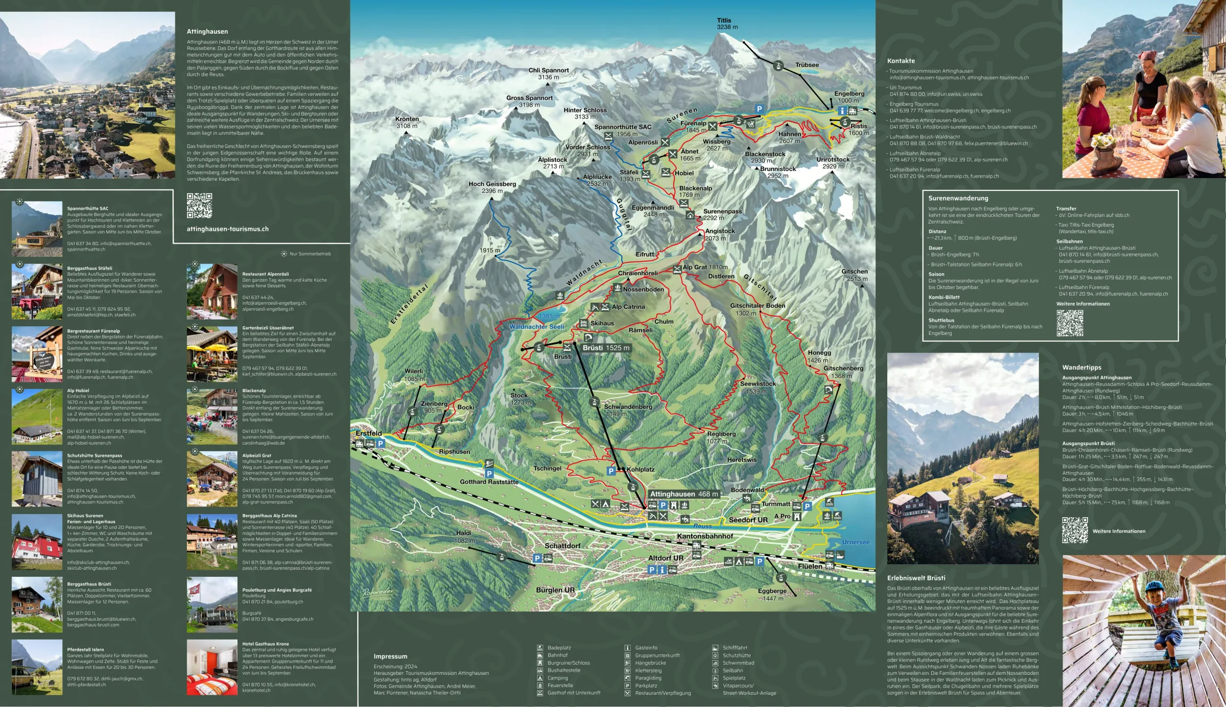 Pistenplan Brüsti (Attinghausen) 2025/26 – Übersichtskarte mit Pisten, Liften und Bergbahnen