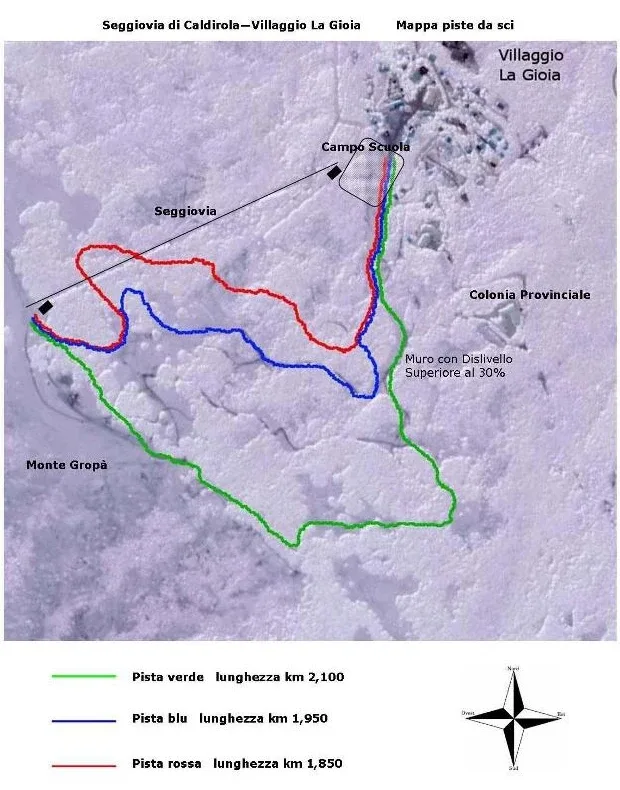Pistenplan Caldirola 2025/26 – Übersichtskarte mit Pisten, Liften und Bergbahnen