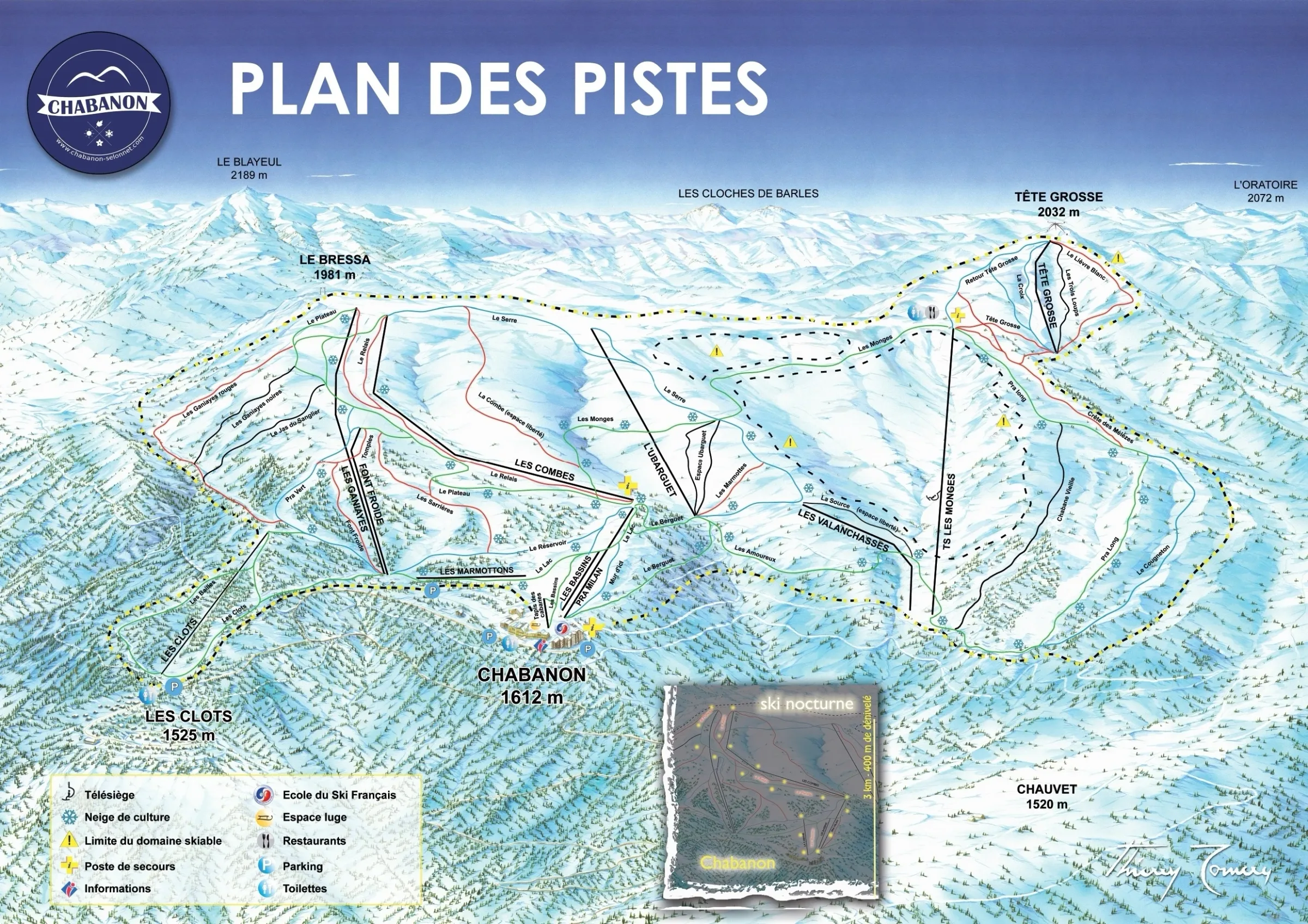Pistenplan Chabanon 2025/26 – Übersichtskarte mit Pisten, Liften und Bergbahnen