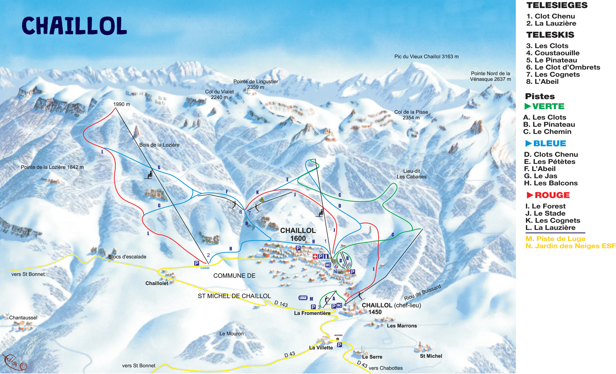 Pistenplan Chaillol 2025/26 – Übersichtskarte mit Pisten, Liften und Bergbahnen
