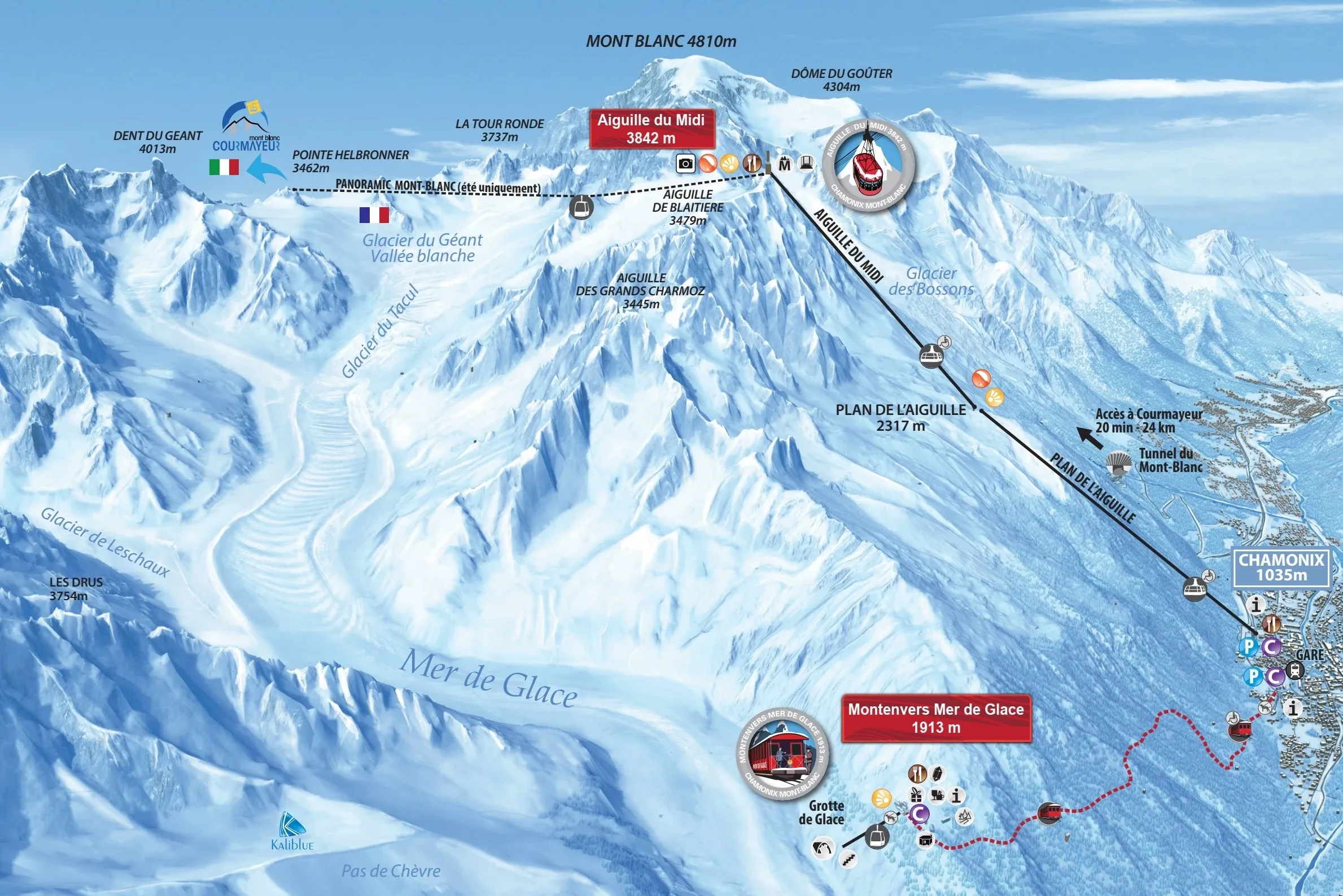 Pistenplan Chamonix 2025/26 – Übersichtskarte mit Pisten, Liften und Bergbahnen