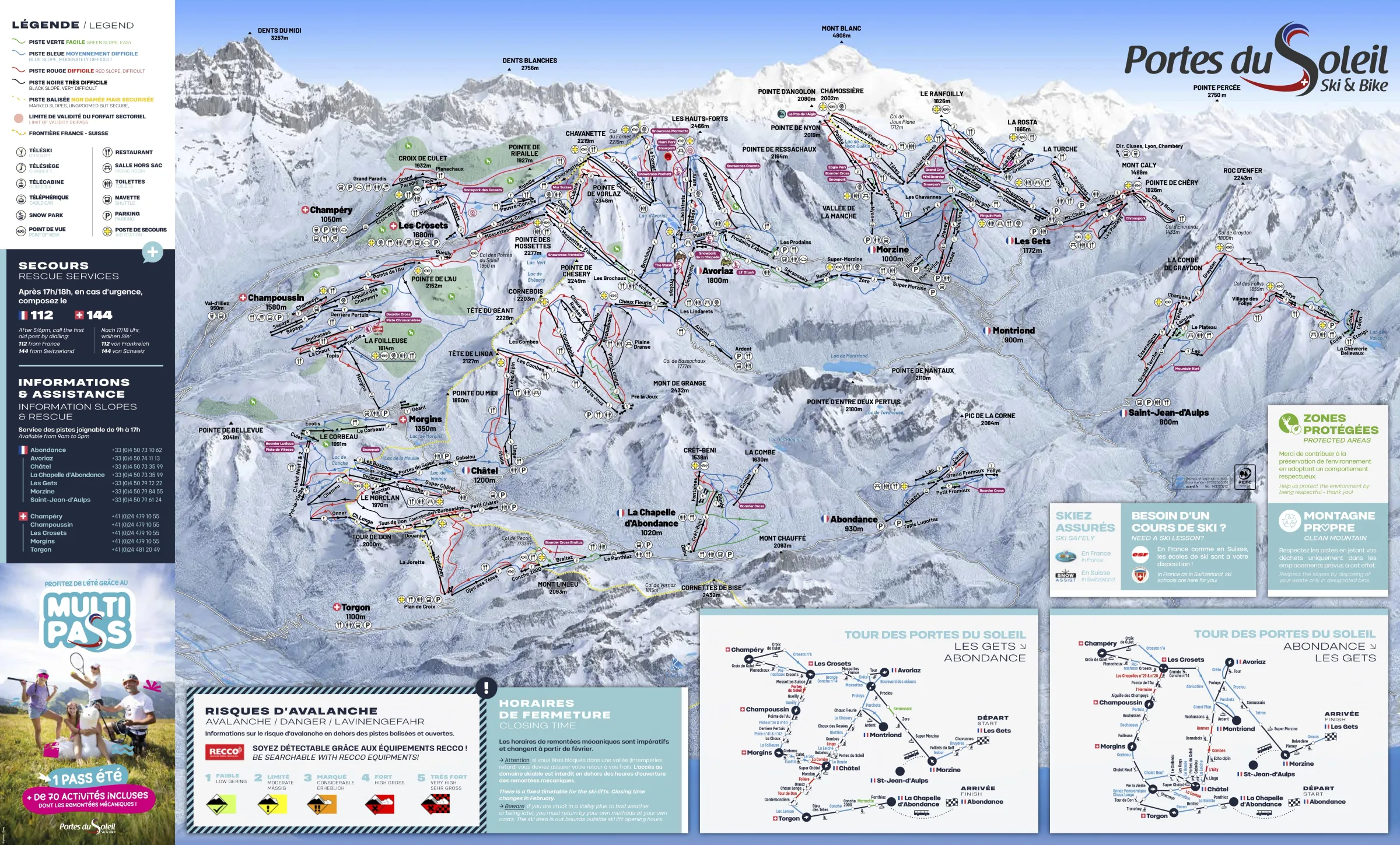 Pistenplan Châtel 2025/26 – Übersichtskarte mit Pisten, Liften und Bergbahnen