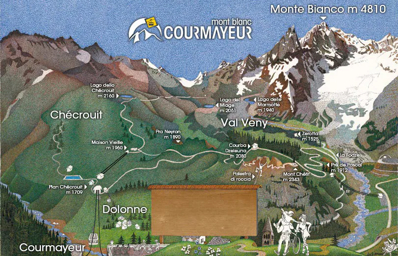 Pistenplan Courmayeur 2025/26 – Übersichtskarte mit Pisten, Liften und Bergbahnen