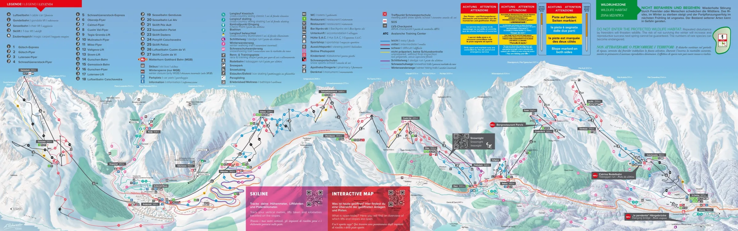 Pistenplan Disentis 2025/26 – Übersichtskarte mit Pisten, Liften und Bergbahnen