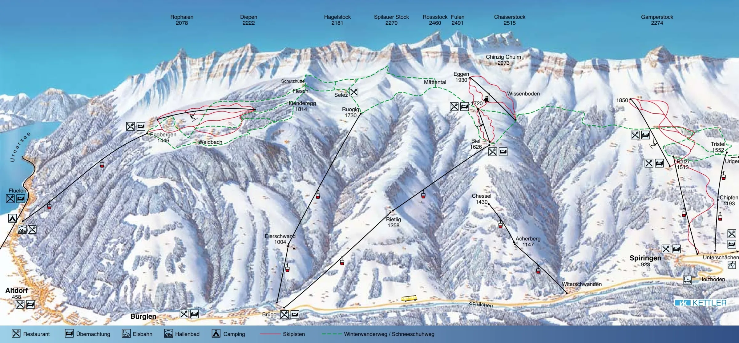 Pistenplan Eggberge 2025/26 – Übersichtskarte mit Pisten, Liften und Bergbahnen