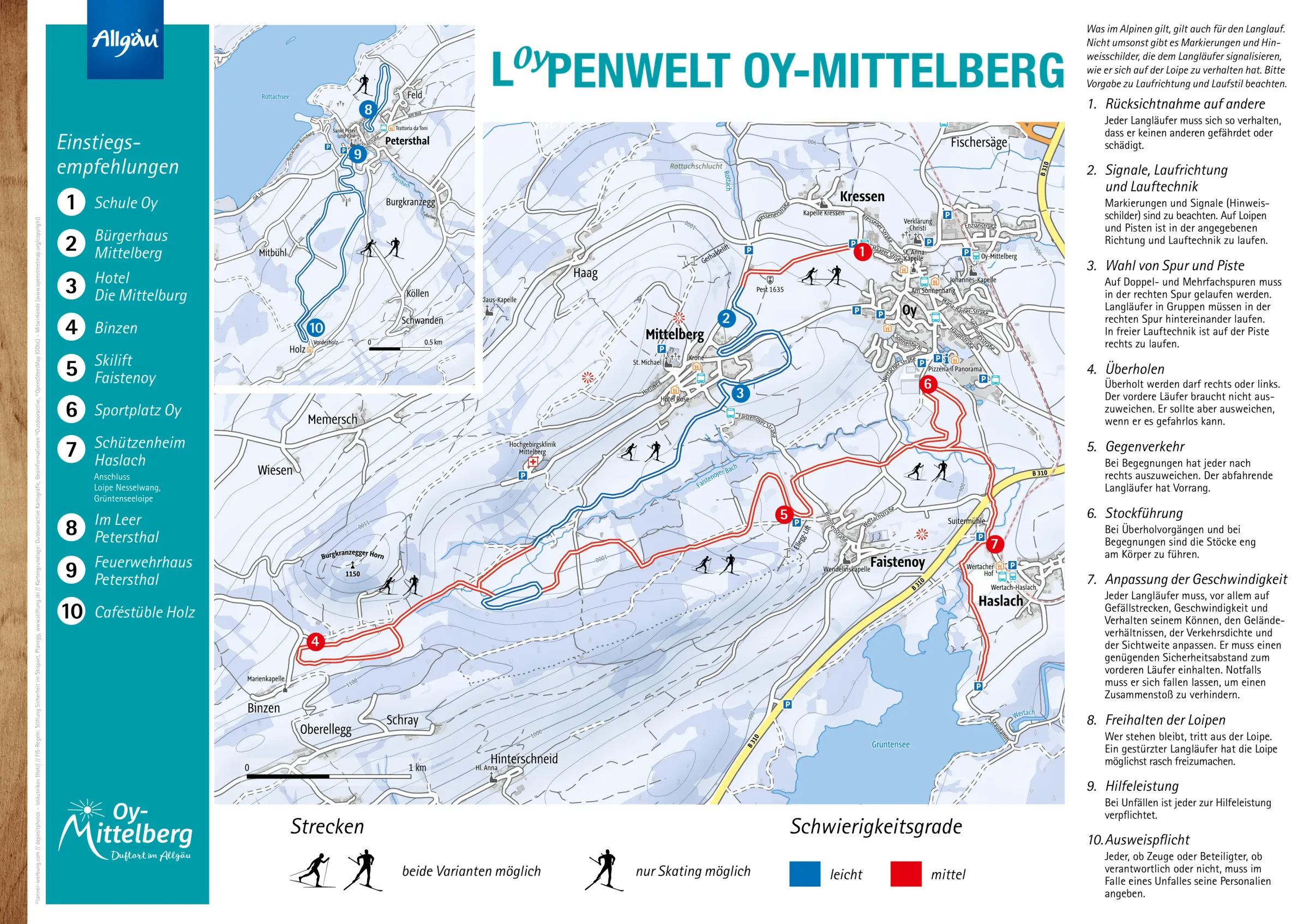 Pistenplan Ellegglifte (Oy-Mittelberg) 2025/26 – Übersichtskarte mit Pisten, Liften und Bergbahnen