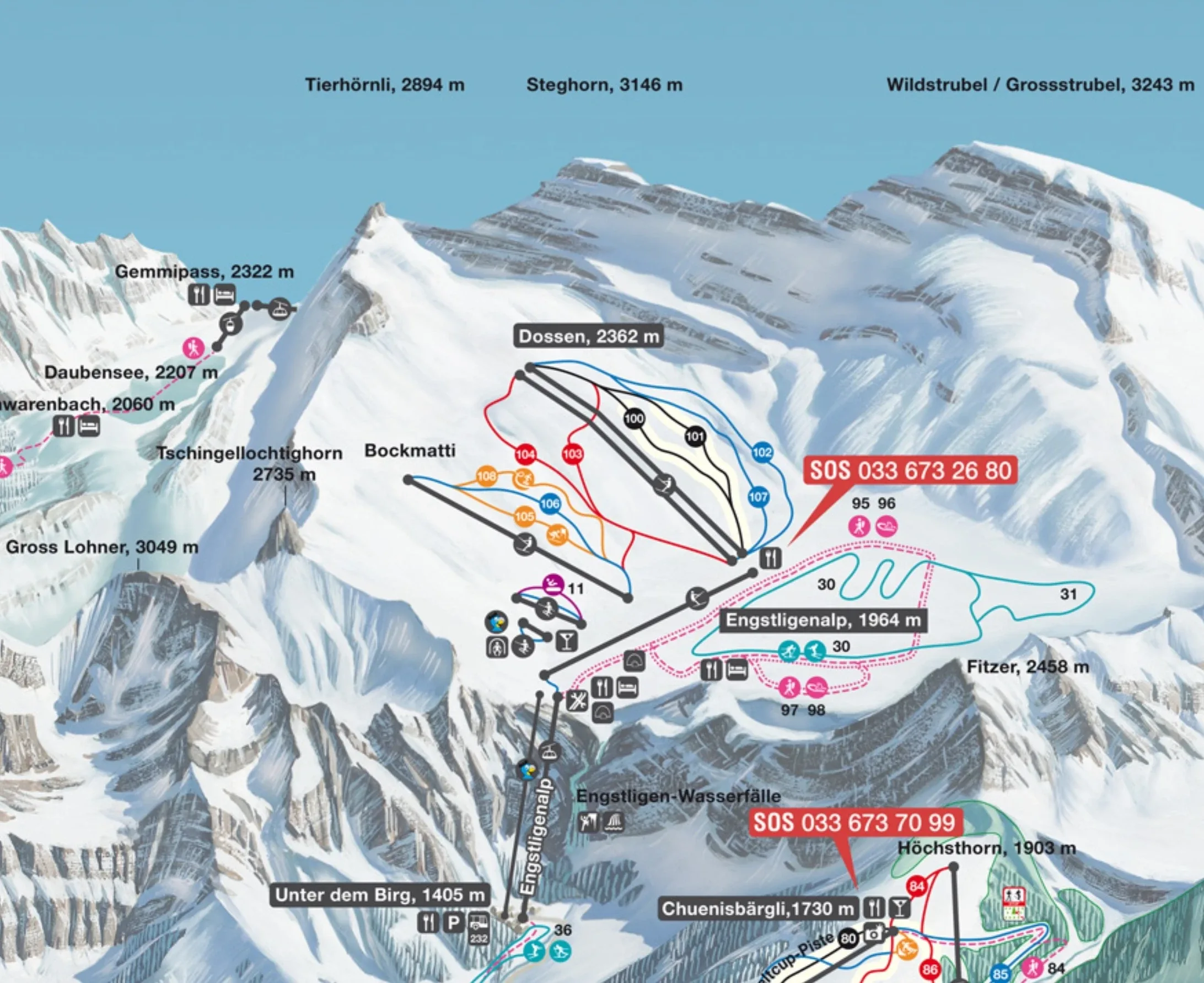 Pistenplan Engstligenalp (Adelboden) 2025/26 – Übersichtskarte mit Pisten, Liften und Bergbahnen