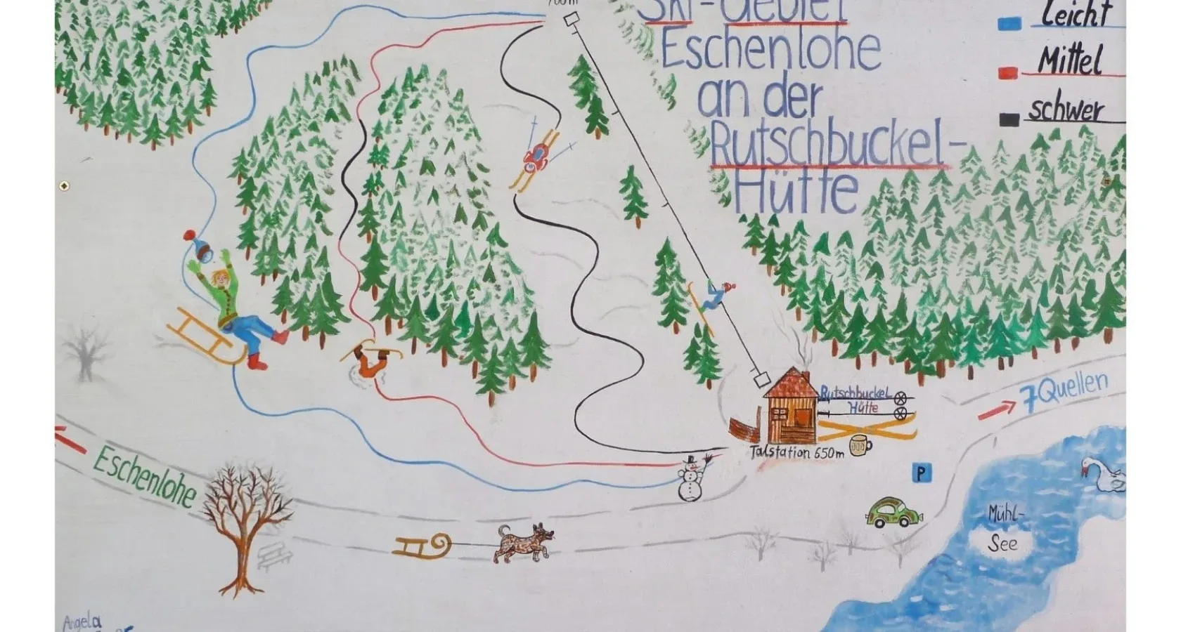 Pistenplan Eschenlohe (Rieder) 2025/26 – Übersichtskarte mit Pisten, Liften und Bergbahnen