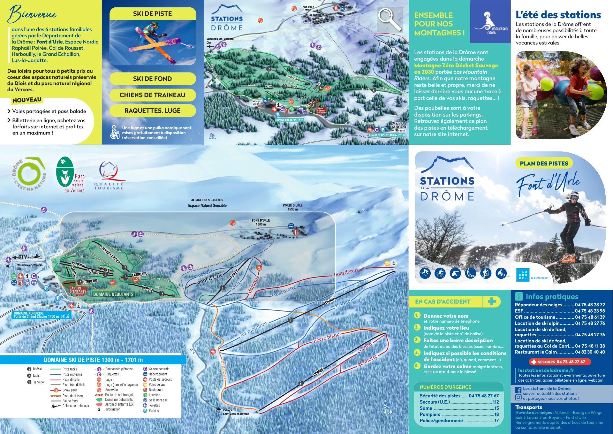 Pistenplan Font d'Urle - Chaud Clapier 2025/26 – Übersichtskarte mit Pisten, Liften und Bergbahnen