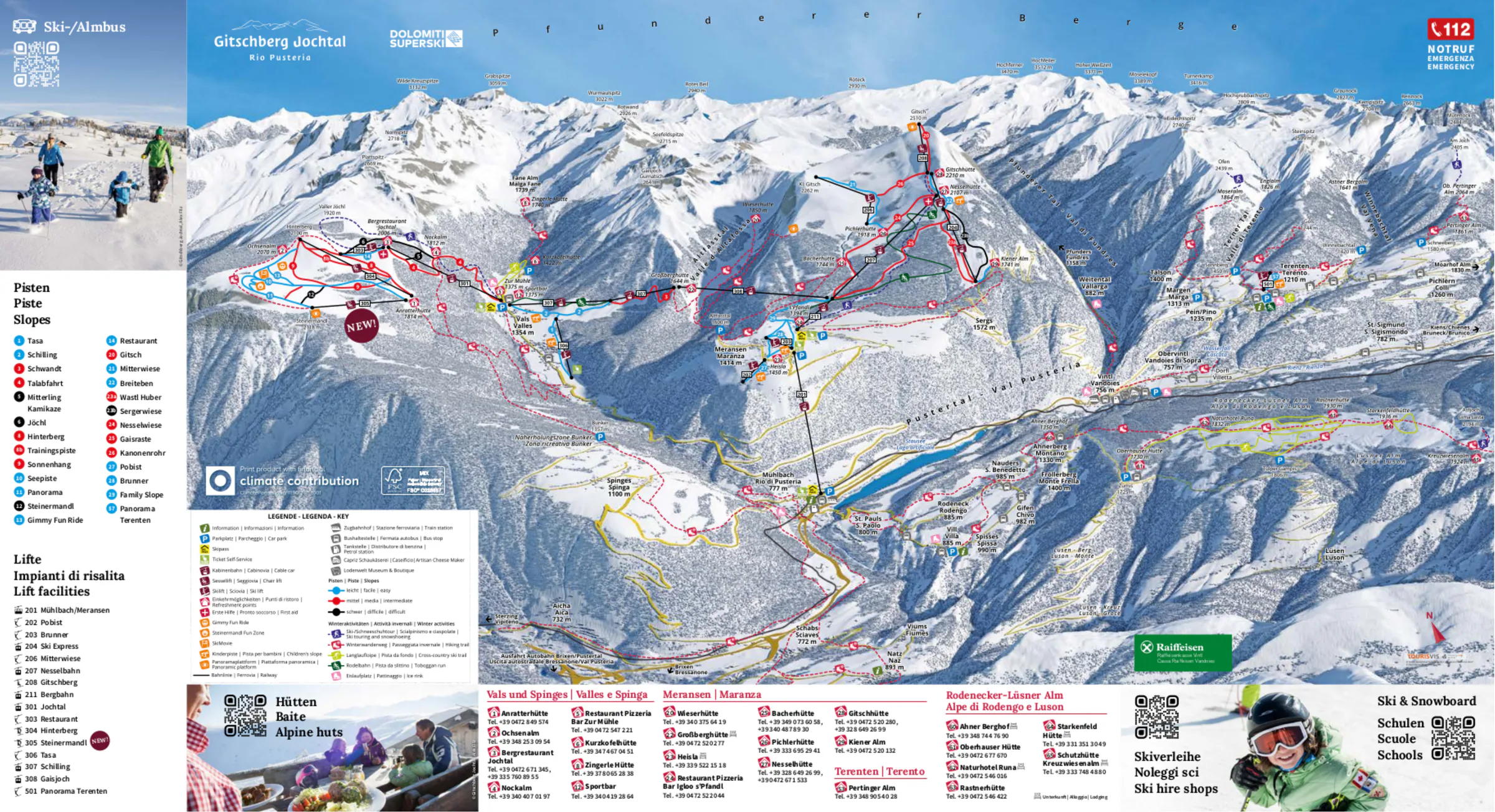Pistenplan Gitschberg Jochtal 2025/26 – Übersichtskarte mit Pisten, Liften und Bergbahnen