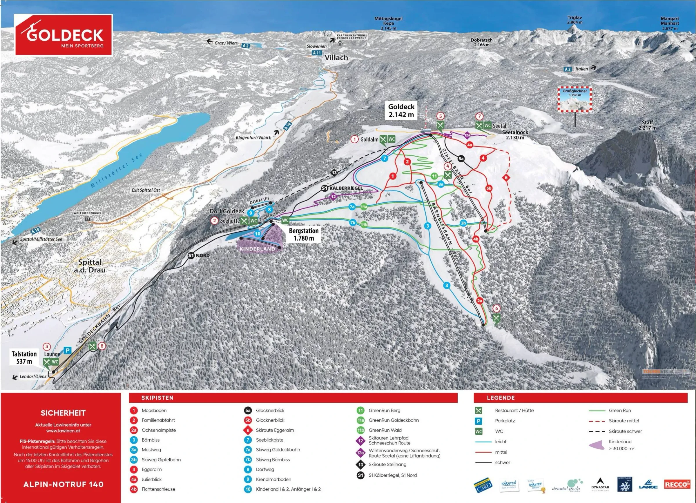 Pistenplan Goldeck 2025/26 – Übersichtskarte mit Pisten, Liften und Bergbahnen