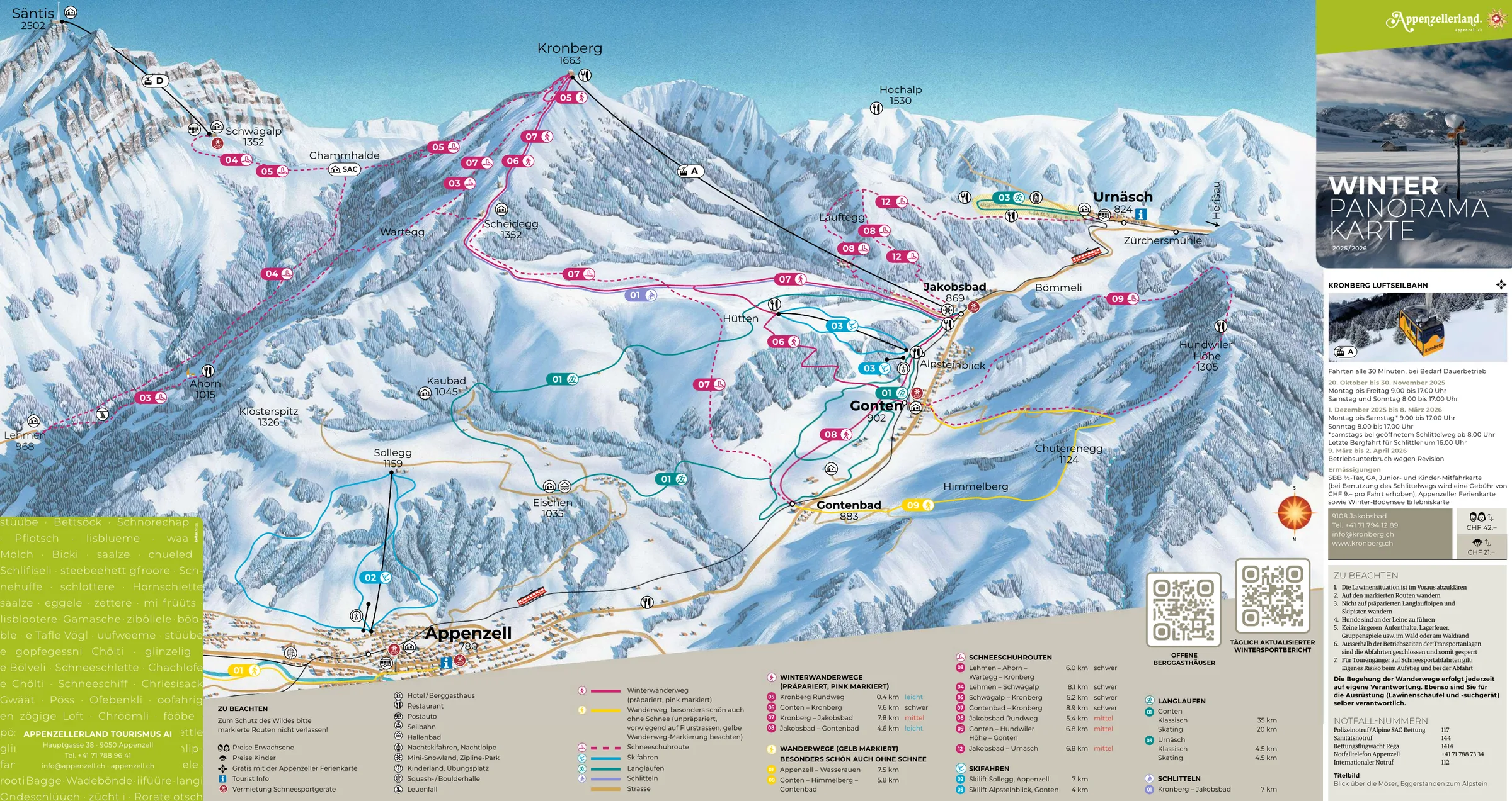 Pistenplan Gonten – Alpsteinblick 2025/26 – Übersichtskarte mit Pisten, Liften und Bergbahnen