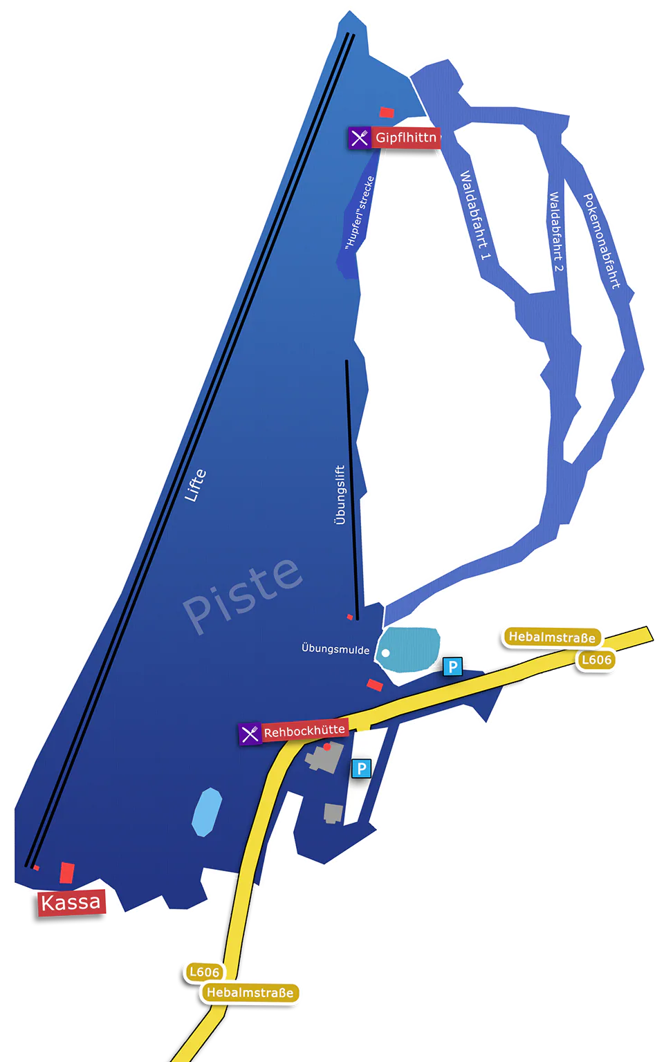 Pistenplan Hebalm – Kluglifte 2025/26 – Übersichtskarte mit Pisten, Liften und Bergbahnen