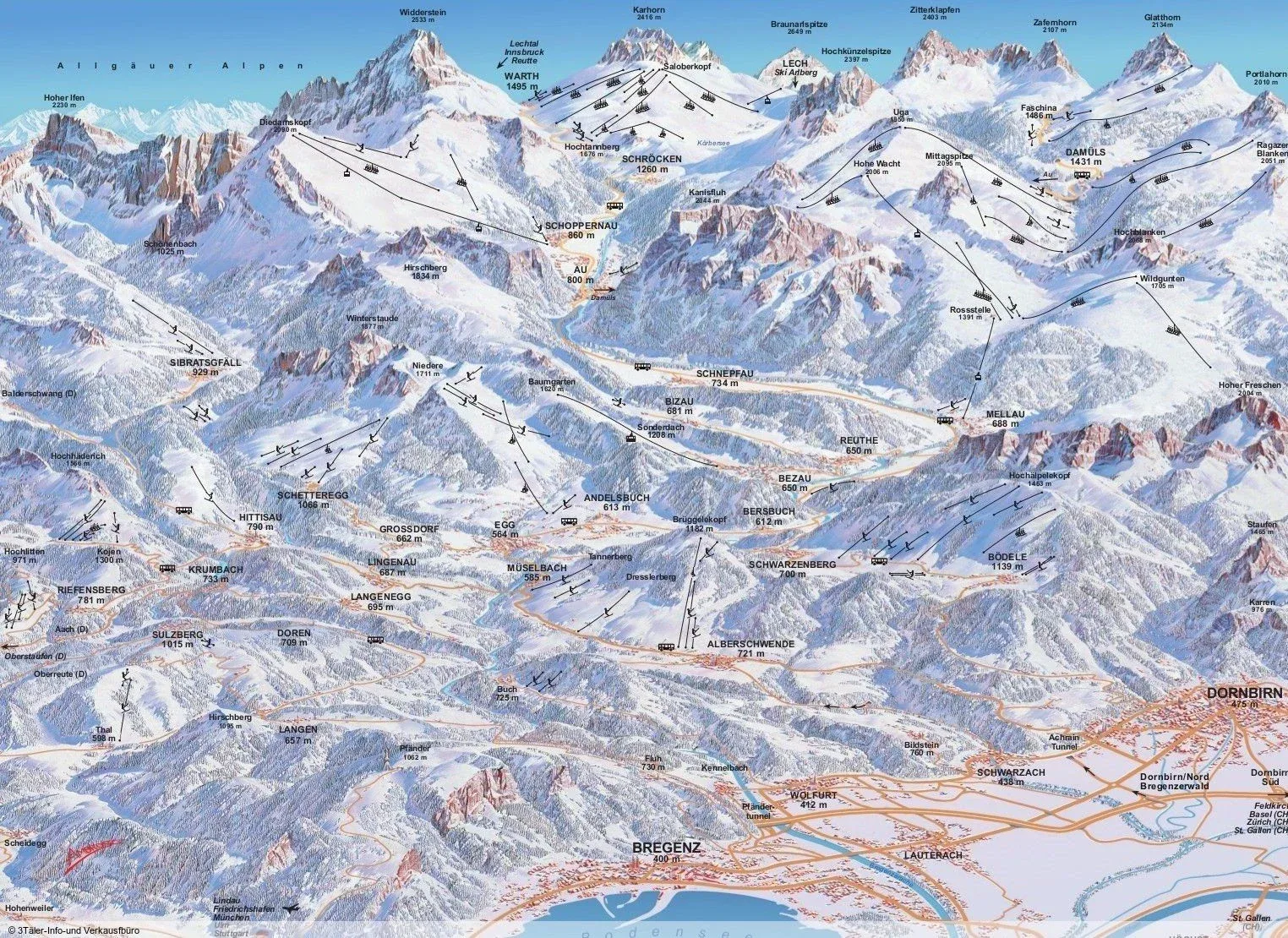 Pistenplan Heumöserlift (Ebnit) 2025/26 – Übersichtskarte mit Pisten, Liften und Bergbahnen