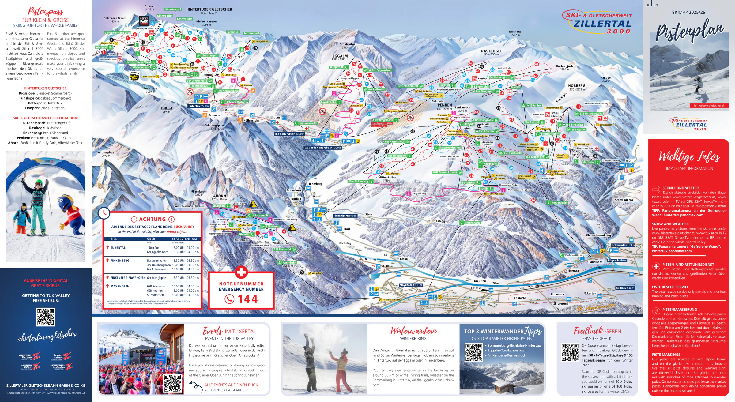 Pistenplan Hintertuxer Gletscher 2025/26 – Übersichtskarte mit Pisten, Liften und Bergbahnen