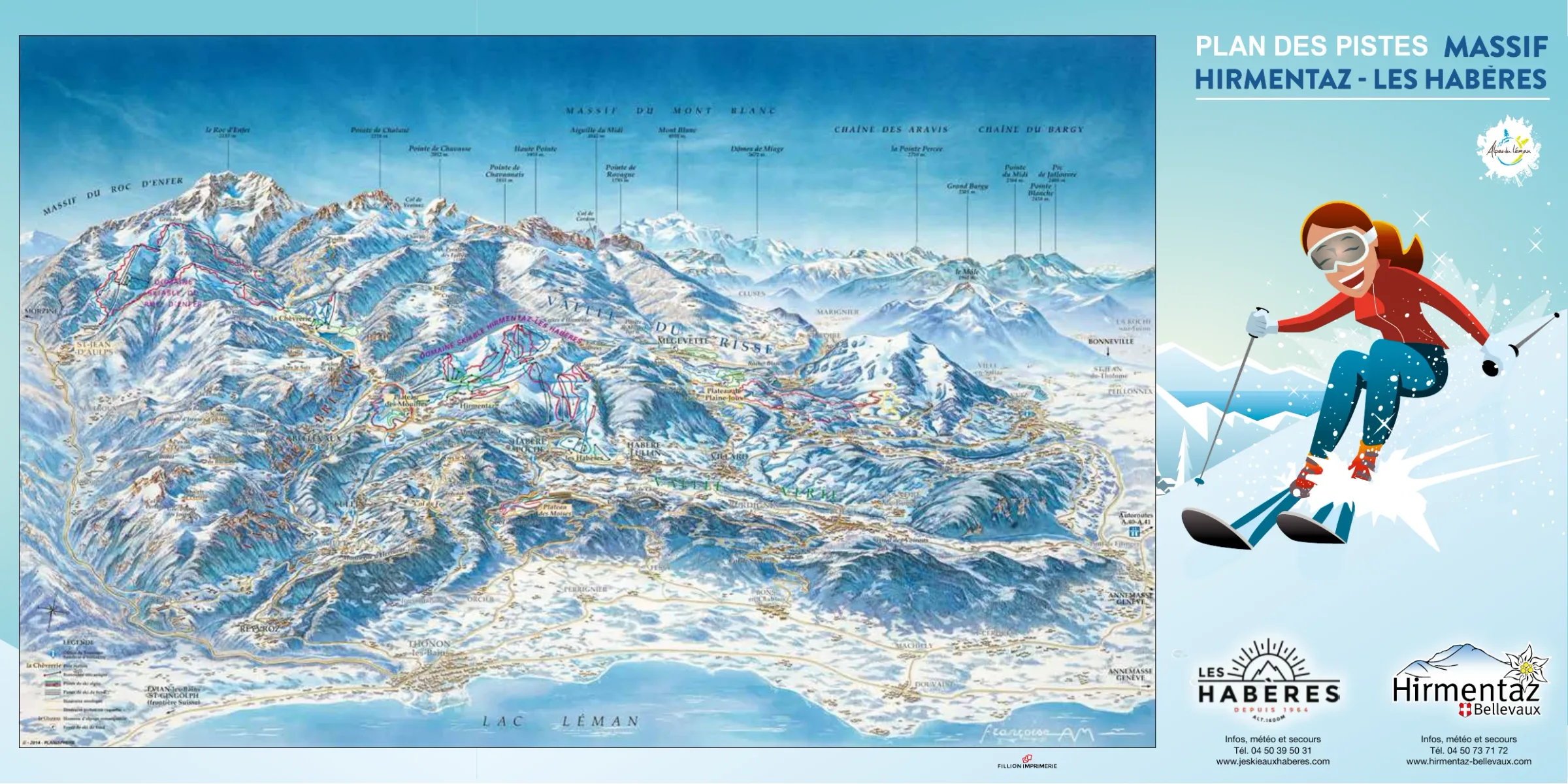 Pistenplan Hirmentaz - Les Habères 2025/26 – Übersichtskarte mit Pisten, Liften und Bergbahnen