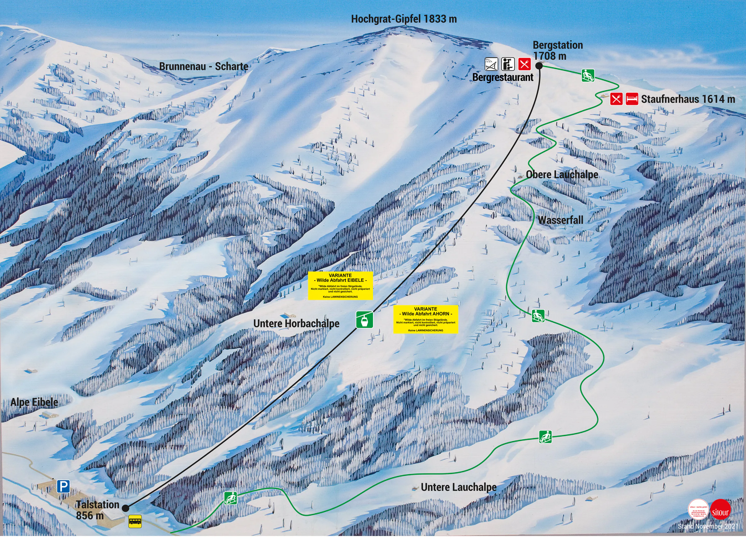 Pistenplan Hochgrat (Steibis) 2025/26 – Übersichtskarte mit Pisten, Liften und Bergbahnen