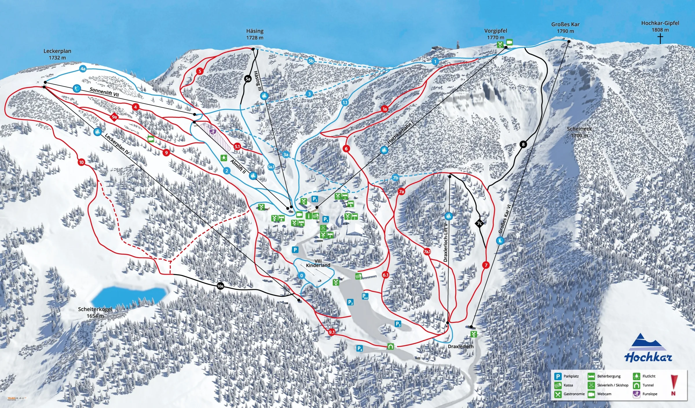 Pistenplan Hochkar 2025/26 – Übersichtskarte mit Pisten, Liften und Bergbahnen